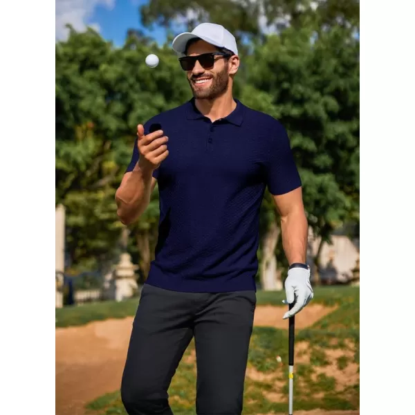JMIERR Mens Knit Polo Shirts Button Up Textured T Shirts Casual Solid Color Slim Fit Short Sleeve Summer Golf Tee Shirt
