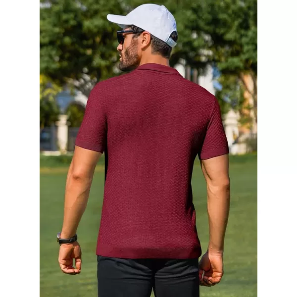 JMIERR Mens Knit Polo Shirts Button Up Textured T Shirts Casual Solid Color Slim Fit Short Sleeve Summer Golf Tee Shirt