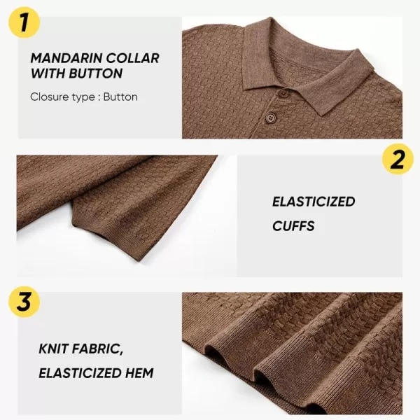 JMIERR Mens Knit Polo Shirts Button Up Textured T Shirts Casual Solid Color Slim Fit Short Sleeve Summer Golf Tee Shirt