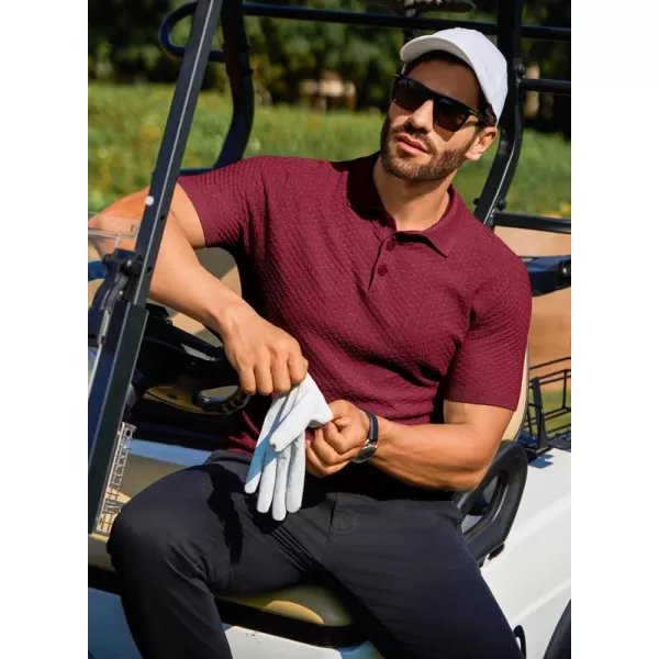 JMIERR Mens Knit Polo Shirts Button Up Textured T Shirts Casual Solid Color Slim Fit Short Sleeve Summer Golf Tee Shirt