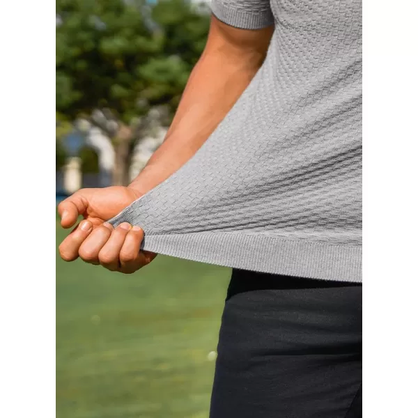 JMIERR Mens Knit Polo Shirts Button Up Textured T Shirts Casual Solid Color Slim Fit Short Sleeve Summer Golf Tee Shirt