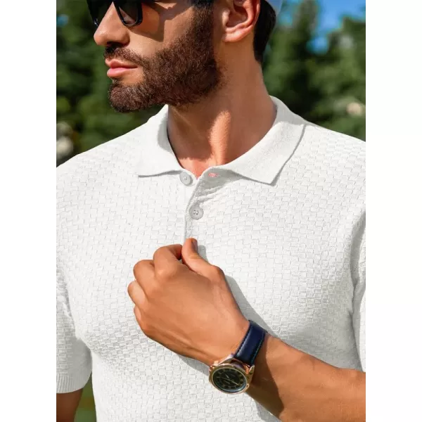 JMIERR Mens Knit Polo Shirts Button Up Textured T Shirts Casual Solid Color Slim Fit Short Sleeve Summer Golf Tee Shirt