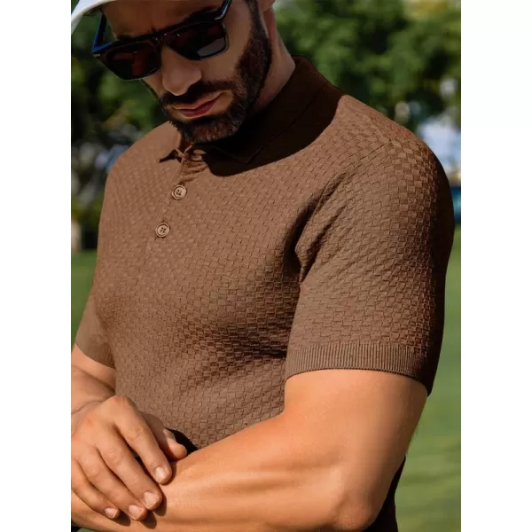 JMIERR Mens Knit Polo Shirts Button Up Textured T Shirts Casual Solid Color Slim Fit Short Sleeve Summer Golf Tee Shirt