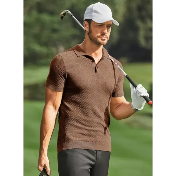 JMIERR Mens Knit Polo Shirts Button Up Textured T Shirts Casual Solid Color Slim Fit Short Sleeve Summer Golf Tee Shirt