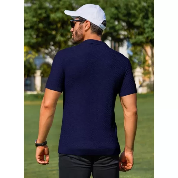 JMIERR Mens Knit Polo Shirts Button Up Textured T Shirts Casual Solid Color Slim Fit Short Sleeve Summer Golf Tee Shirt