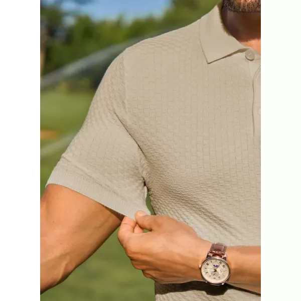 JMIERR Mens Knit Polo Shirts Button Up Textured T Shirts Casual Solid Color Slim Fit Short Sleeve Summer Golf Tee Shirt