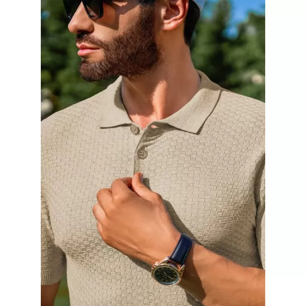 JMIERR Mens Knit Polo Shirts Button Up Textured T Shirts Casual Solid Color Slim Fit Short Sleeve Summer Golf Tee Shirt