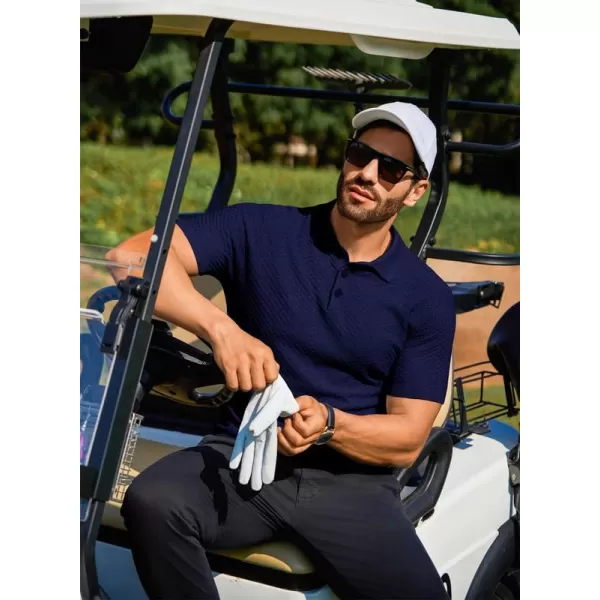 JMIERR Mens Knit Polo Shirts Button Up Textured T Shirts Casual Solid Color Slim Fit Short Sleeve Summer Golf Tee Shirt