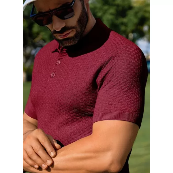 JMIERR Mens Knit Polo Shirts Button Up Textured T Shirts Casual Solid Color Slim Fit Short Sleeve Summer Golf Tee Shirt
