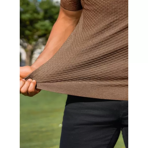 JMIERR Mens Knit Polo Shirts Button Up Textured T Shirts Casual Solid Color Slim Fit Short Sleeve Summer Golf Tee Shirt