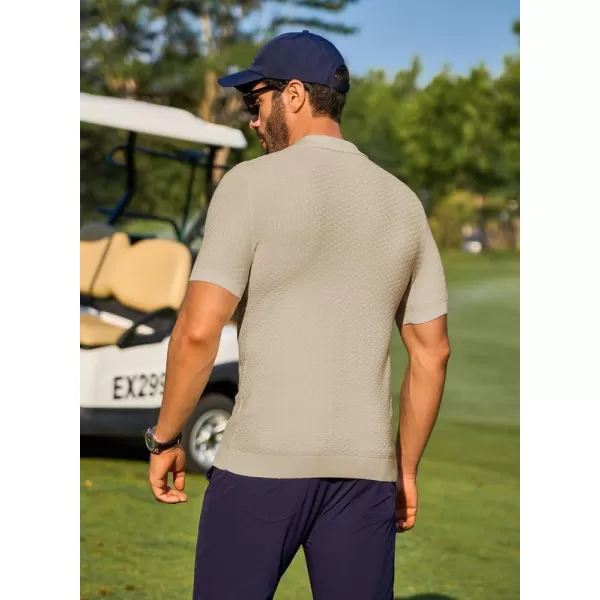 JMIERR Mens Knit Polo Shirts Button Up Textured T Shirts Casual Solid Color Slim Fit Short Sleeve Summer Golf Tee Shirt