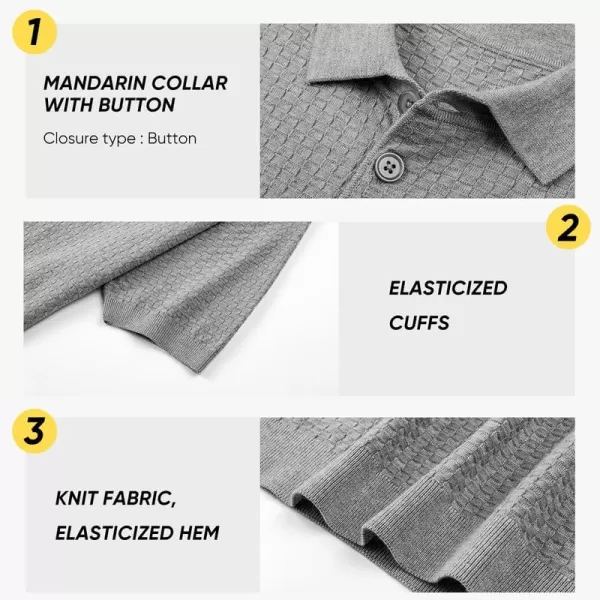 JMIERR Mens Knit Polo Shirts Button Up Textured T Shirts Casual Solid Color Slim Fit Short Sleeve Summer Golf Tee Shirt