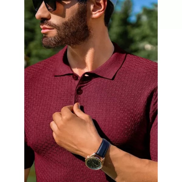 JMIERR Mens Knit Polo Shirts Button Up Textured T Shirts Casual Solid Color Slim Fit Short Sleeve Summer Golf Tee Shirt