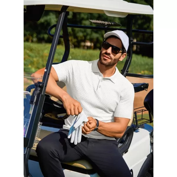 JMIERR Mens Knit Polo Shirts Button Up Textured T Shirts Casual Solid Color Slim Fit Short Sleeve Summer Golf Tee Shirt