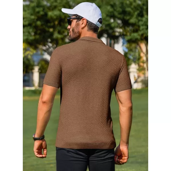 JMIERR Mens Knit Polo Shirts Button Up Textured T Shirts Casual Solid Color Slim Fit Short Sleeve Summer Golf Tee Shirt