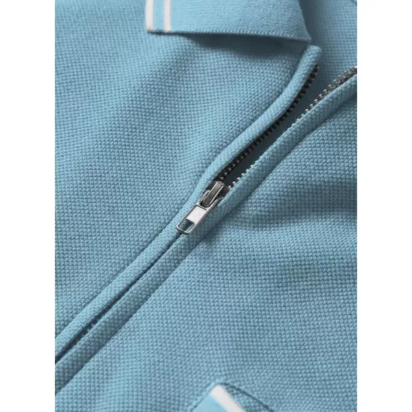 JMIERR Mens Knit Polo Shirts Quarter Zip Shirts Casual Stripe Summer Lightweight Short Sleeve Golf Collared Shirt