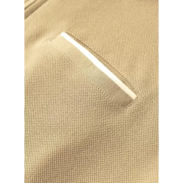 JMIERR Mens Knit Polo Shirts Quarter Zip Shirts Casual Stripe Summer Lightweight Short Sleeve Golf Collared Shirt