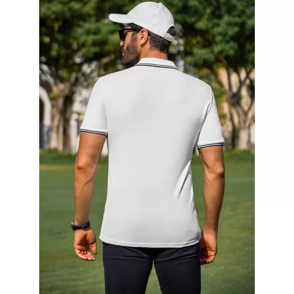 JMIERR Mens Knit Polo Shirts Quarter Zip Shirts Casual Stripe Summer Lightweight Short Sleeve Golf Collared Shirt