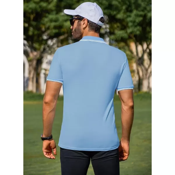 JMIERR Mens Knit Polo Shirts Quarter Zip Shirts Casual Stripe Summer Lightweight Short Sleeve Golf Collared Shirt