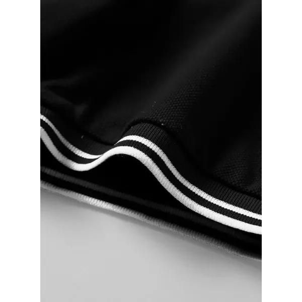 JMIERR Mens Knit Polo Shirts Quarter Zip Shirts Casual Stripe Summer Lightweight Short Sleeve Golf Collared Shirt