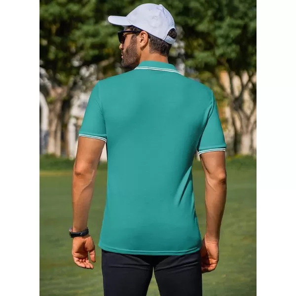 JMIERR Mens Knit Polo Shirts Quarter Zip Shirts Casual Stripe Summer Lightweight Short Sleeve Golf Collared Shirt