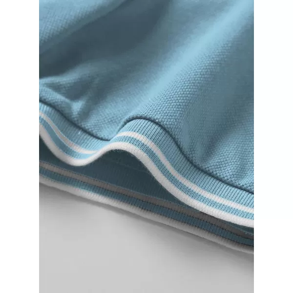 JMIERR Mens Knit Polo Shirts Quarter Zip Shirts Casual Stripe Summer Lightweight Short Sleeve Golf Collared Shirt