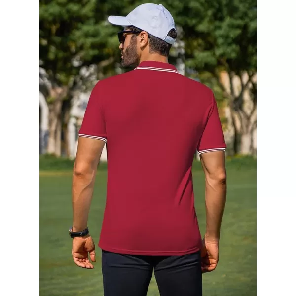 JMIERR Mens Knit Polo Shirts Quarter Zip Shirts Casual Stripe Summer Lightweight Short Sleeve Golf Collared Shirt