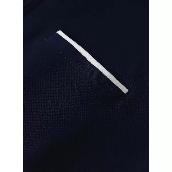 JMIERR Mens Knit Polo Shirts Quarter Zip Shirts Casual Stripe Summer Lightweight Short Sleeve Golf Collared Shirt