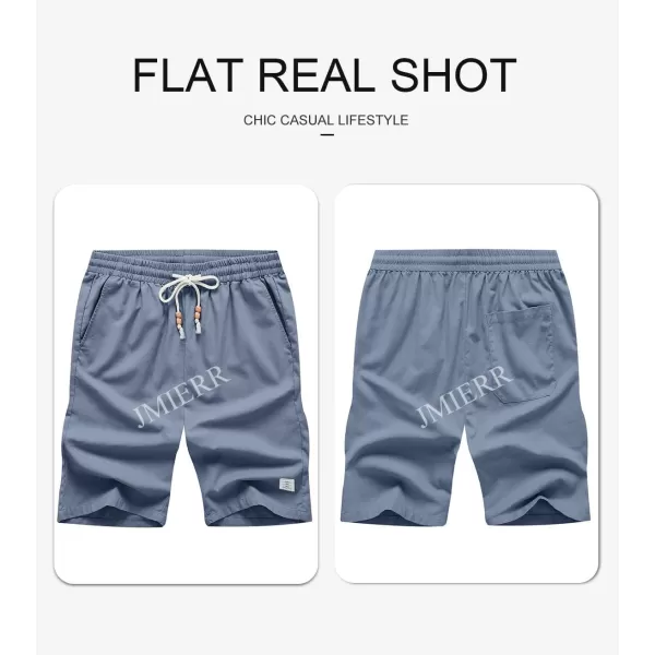 JMIERR Men's Linen Shorts Casual Elastic Waist Drawstring Lightweight Summer Beach Golf Shorts with Pockets