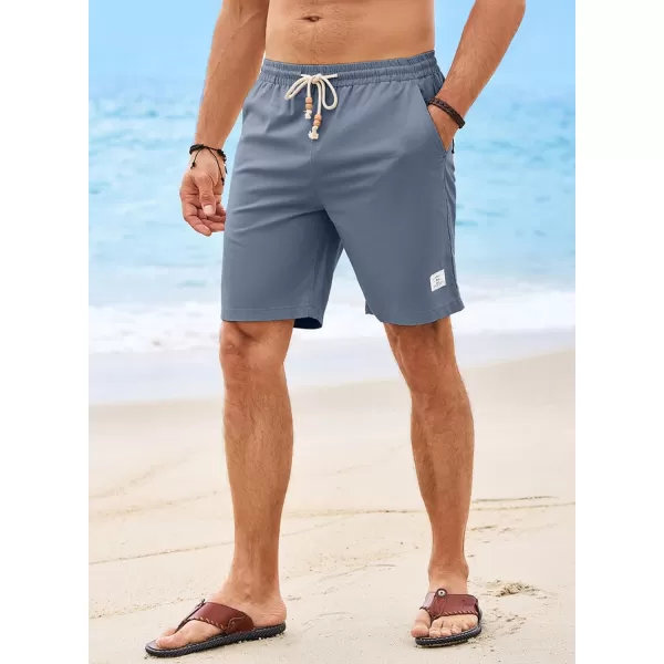 JMIERR Men's Linen Shorts Casual Elastic Waist Drawstring Lightweight Summer Beach Golf Shorts with Pockets
