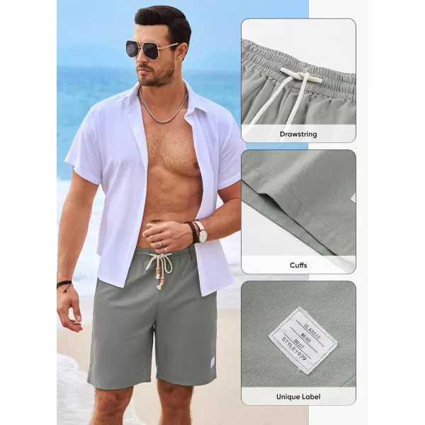 JMIERR Men's Linen Shorts Casual Elastic Waist Drawstring Lightweight Summer Beach Golf Shorts with Pockets