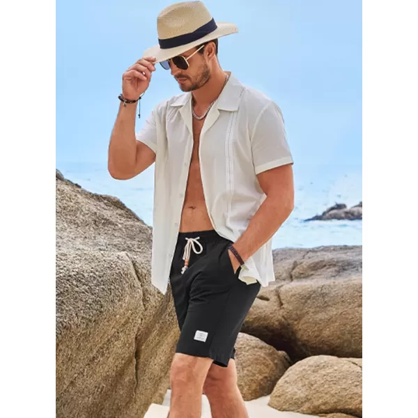 JMIERR Men's Linen Shorts Casual Elastic Waist Drawstring Lightweight Summer Beach Golf Shorts with Pockets