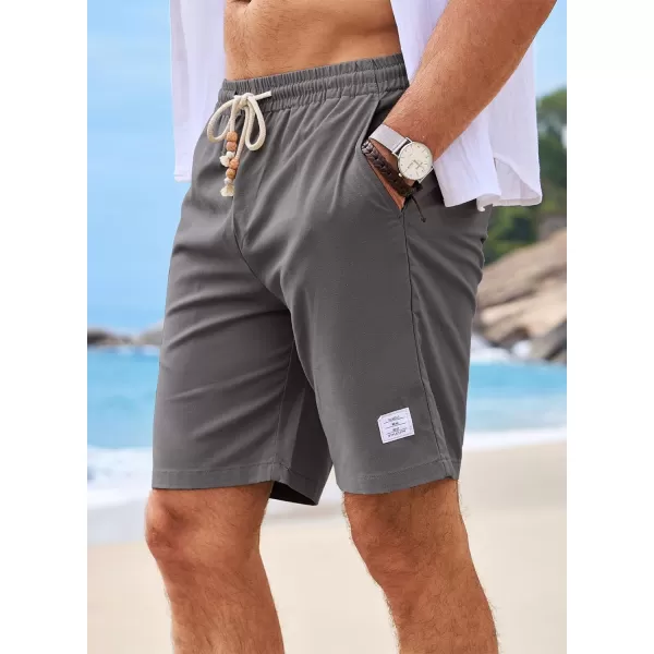 JMIERR Men's Linen Shorts Casual Elastic Waist Drawstring Lightweight Summer Beach Golf Shorts with Pockets