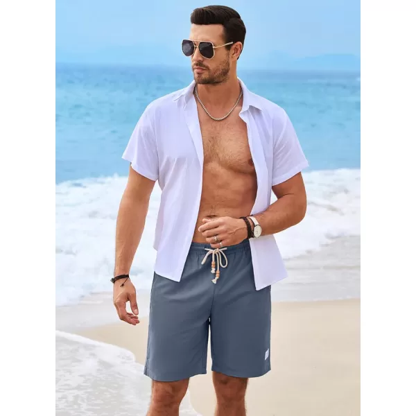JMIERR Men's Linen Shorts Casual Elastic Waist Drawstring Lightweight Summer Beach Golf Shorts with Pockets
