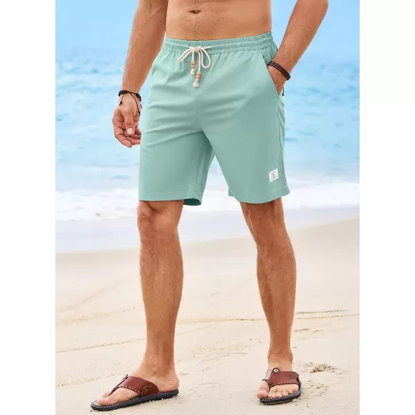JMIERR Men's Linen Shorts Casual Elastic Waist Drawstring Lightweight Summer Beach Golf Shorts with Pockets