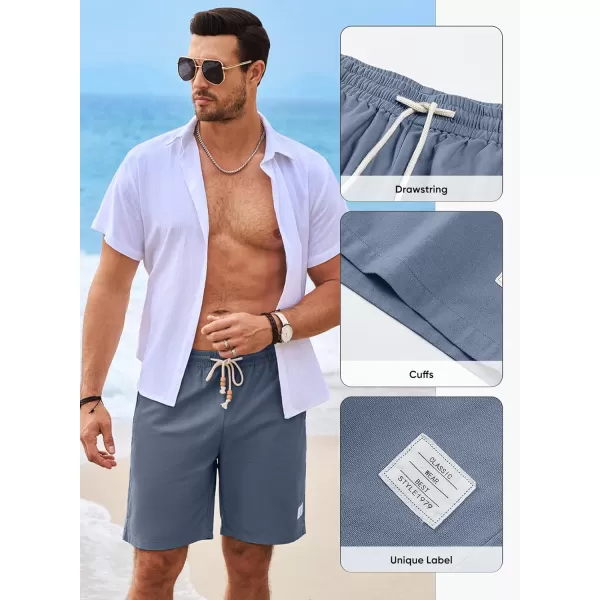 JMIERR Men's Linen Shorts Casual Elastic Waist Drawstring Lightweight Summer Beach Golf Shorts with Pockets