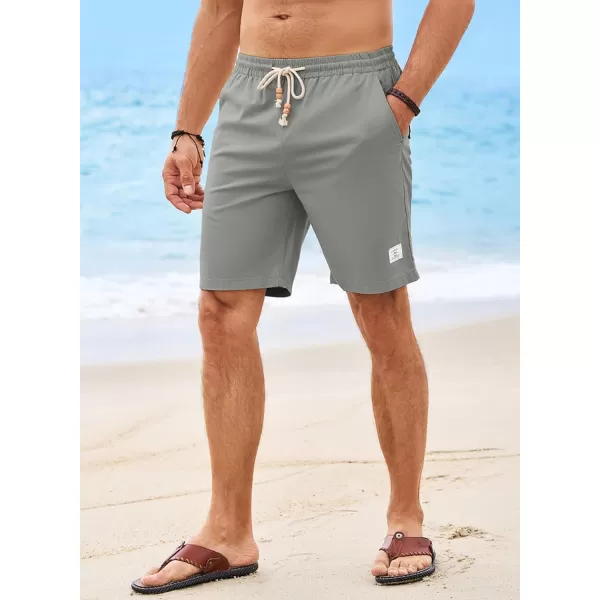 JMIERR Men's Linen Shorts Casual Elastic Waist Drawstring Lightweight Summer Beach Golf Shorts with Pockets