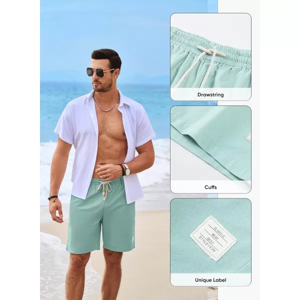 JMIERR Men's Linen Shorts Casual Elastic Waist Drawstring Lightweight Summer Beach Golf Shorts with Pockets
