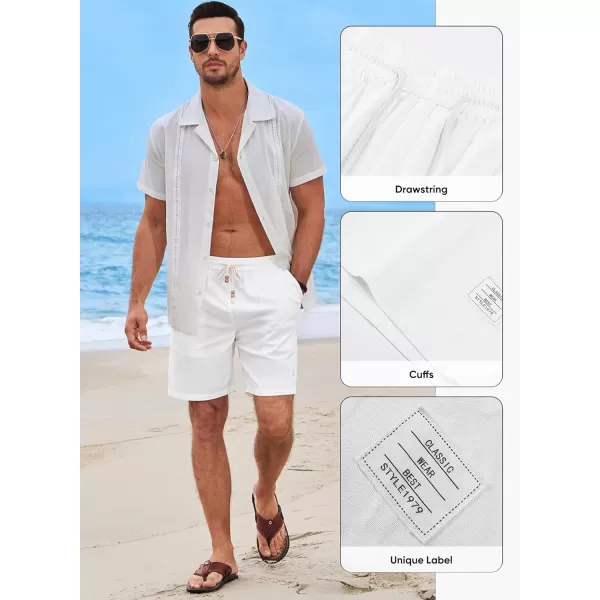 JMIERR Men's Linen Shorts Casual Elastic Waist Drawstring Lightweight Summer Beach Golf Shorts with Pockets