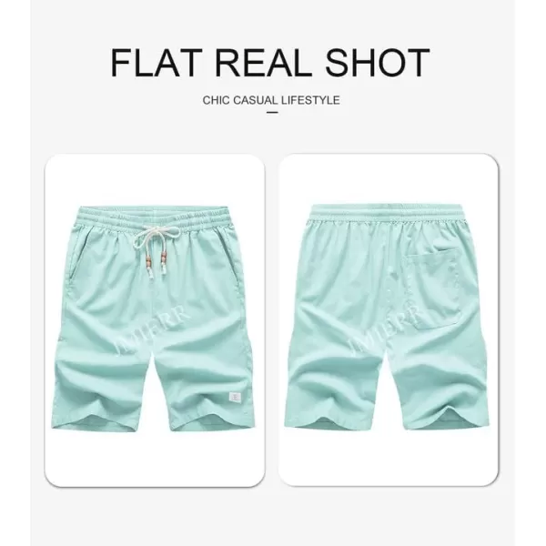 JMIERR Men's Linen Shorts Casual Elastic Waist Drawstring Lightweight Summer Beach Golf Shorts with Pockets