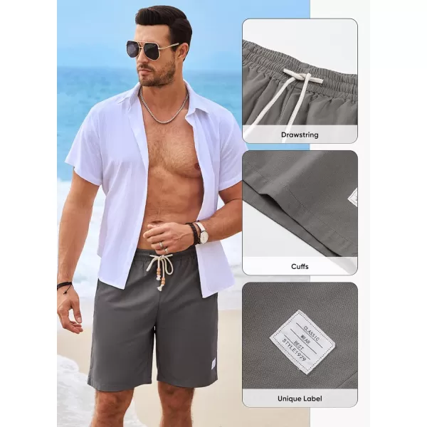 JMIERR Men's Linen Shorts Casual Elastic Waist Drawstring Lightweight Summer Beach Golf Shorts with Pockets