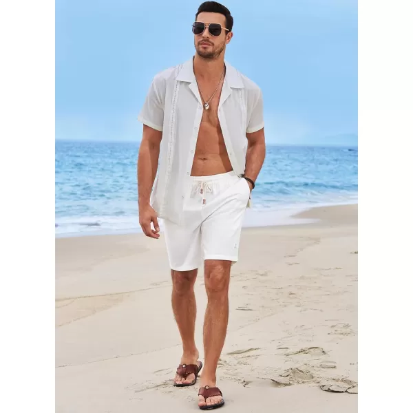 JMIERR Men's Linen Shorts Casual Elastic Waist Drawstring Lightweight Summer Beach Golf Shorts with Pockets