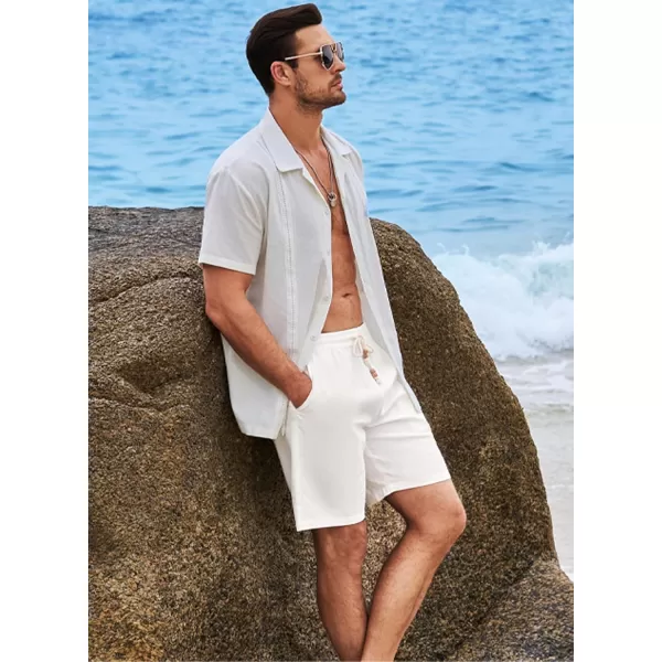 JMIERR Men's Linen Shorts Casual Elastic Waist Drawstring Lightweight Summer Beach Golf Shorts with Pockets