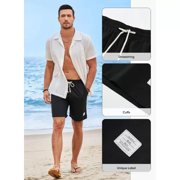 JMIERR Men's Linen Shorts Casual Elastic Waist Drawstring Lightweight Summer Beach Golf Shorts with Pockets
