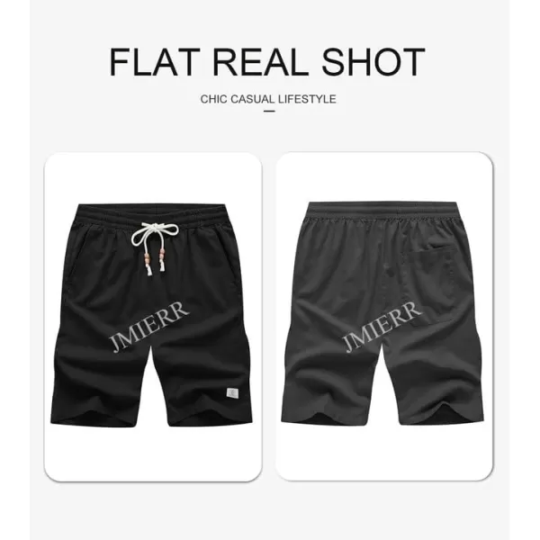 JMIERR Men's Linen Shorts Casual Elastic Waist Drawstring Lightweight Summer Beach Golf Shorts with Pockets