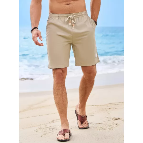 JMIERR Men's Linen Shorts Casual Elastic Waist Drawstring Lightweight Summer Beach Golf Shorts with Pockets