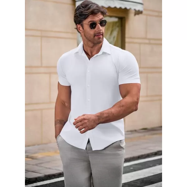 JMIERR Mens Muscle Fit Dress Shirts Casual Button Down Shirt Short Sleeve Wrinkle-Free Shirts