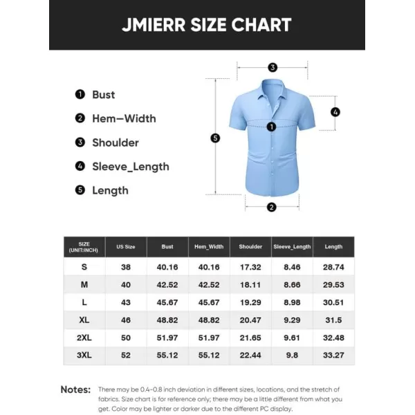JMIERR Mens Muscle Fit Dress Shirts Casual Button Down Shirt Short Sleeve Wrinkle-Free Shirts