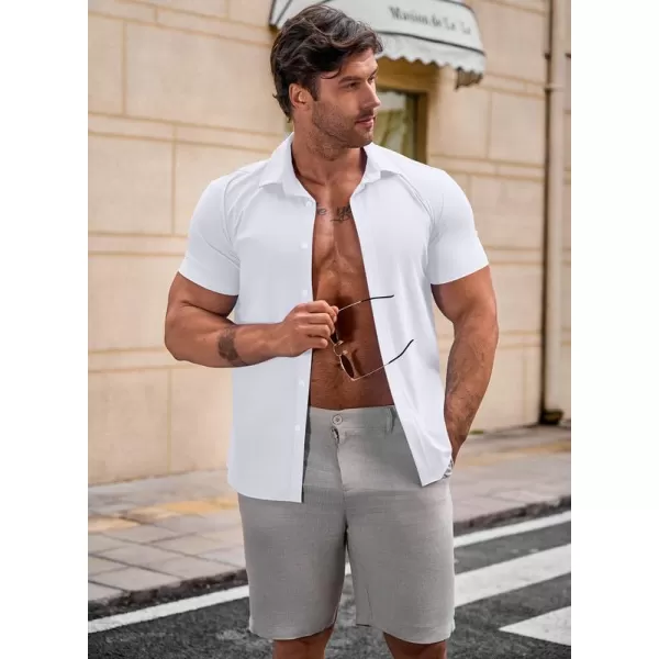 JMIERR Mens Muscle Fit Dress Shirts Casual Button Down Shirt Short Sleeve Wrinkle-Free Shirts