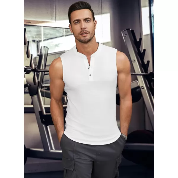 JMIERR Men's Muscle Sleeveless Tank Tops Slim Henley Longline Cotton T-Shirt Tees with Button